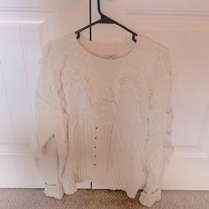 Cream fringe sweater